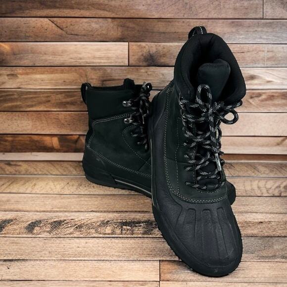 Clarks Men’s 8 Bowman Peak Black Leather High Top Casual Lace Up Duck Boots - Picture 4 of 11